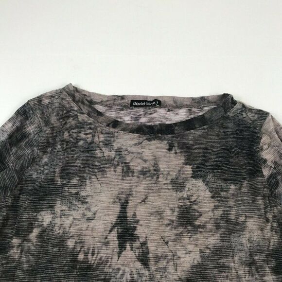 David Cline Womens Top Front Tie Dye Shirt 3/4 Sleeve Knit Pullover Gray S Small - Picture 3 of 11